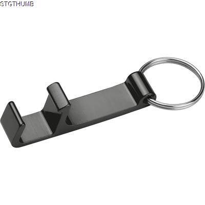 Picture of METAL KEYRING with Bottle & Can Opener in Black.