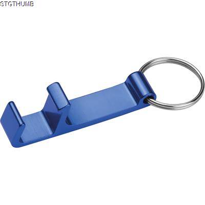 Picture of METAL KEYRING with Bottle & Can Opener in Blue.