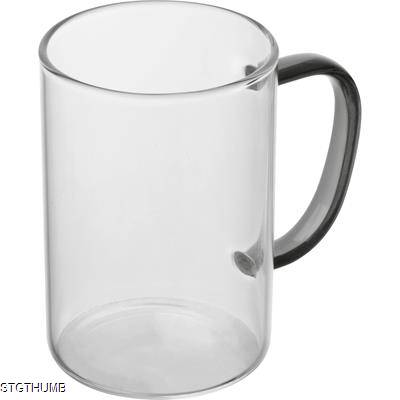 Picture of GLASS MUG with Colour Handle in Black.