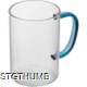 Picture of GLASS MUG with Colour Handle in Blue