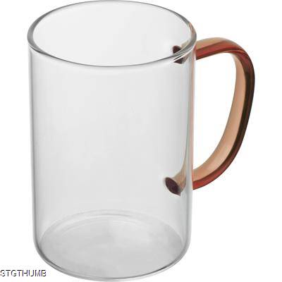 Picture of GLASS MUG with Colour Handle in Red.