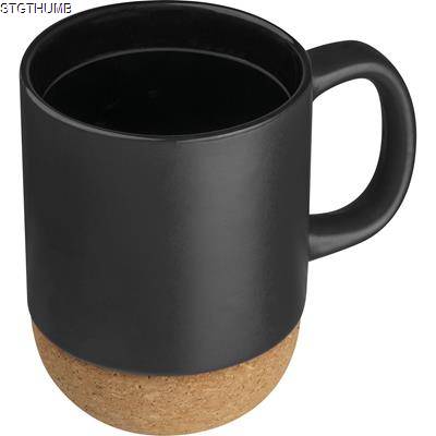 Picture of CERAMIC POTTERY MUG with Cork Ground in Black.