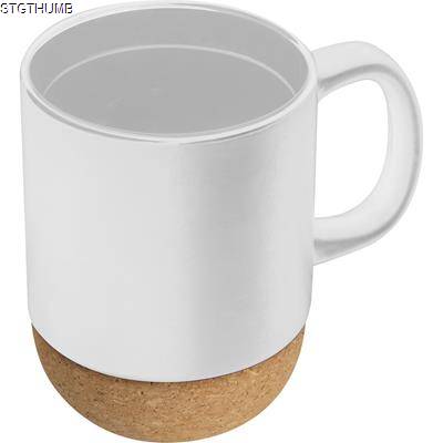 Picture of CERAMIC POTTERY MUG with Cork Ground in White
