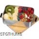 Picture of STAINLESS STEEL METAL LUNCH BOX with Bamboo Lid in Silvergrey
