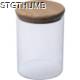 Picture of BOROSILICATE GLASS JAR with Pine Wood Lid, 700 Ml in Clear Transparent