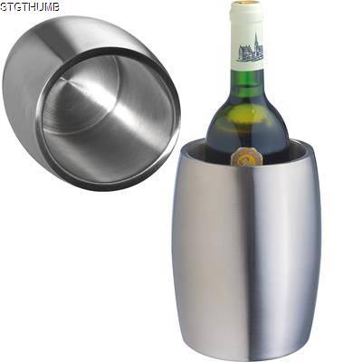 Picture of DOUBLE WALL STAINLESS STEEL METAL WINE BOTTLE COOLER.