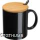 Picture of CERAMIC POTTERY MUG with Spoon & Bamboo Lid in Black