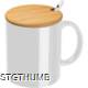 Picture of CERAMIC POTTERY MUG with Spoon & Bamboo Lid in White