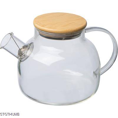 Picture of GLASS JUG with Bamboo Lid, 1000ml in Clear Transparent