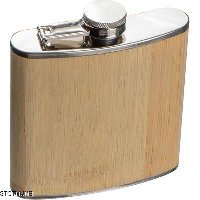 Picture of HIP FLASK with Bamboo Cover in Beige.