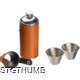 Picture of STAINLESS STEEL METAL HIP FLASK with 2 Pins in Brown