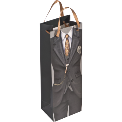 Picture of GIFT BAG MAN & WOMAN - SIZE FOR a WINE BOTTLE in Black 
