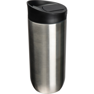 Picture of THERMAL INSULATED MUG 500ML with Push-button Closure in Silvergrey.