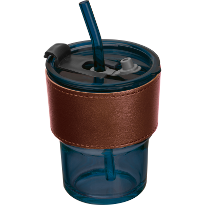 Picture of COLOUR DRINK GLASS with Glass Straw in Darkblue.