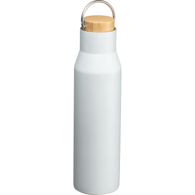 Picture of DRINK BOTTLE MADE FROM RECYCLED STAINLESS STEEL METAL in White.