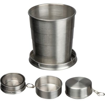 Picture of FOLDING STAINLESS STEEL METAL DRINK CUP in Silvergrey.