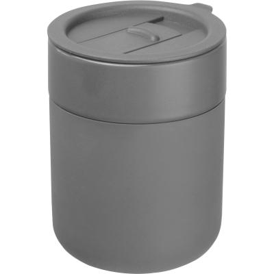 Picture of CERAMIC POTTERY DRINK CUP with Silicon Sleeve, 340Ml in Silvergrey 