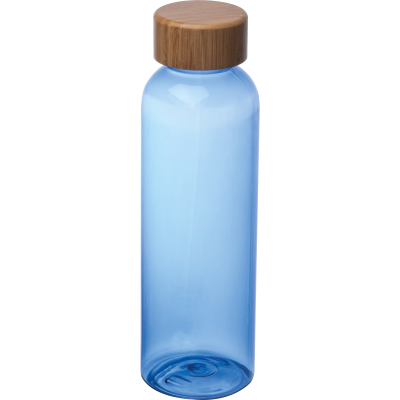 Picture of PET DRINK BOTTLE with Bamboo Lid, 500Ml in Blue 