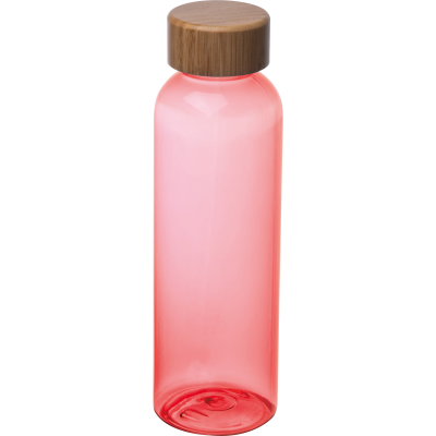 Picture of PET DRINK BOTTLE with Bamboo Lid, 500Ml in Red 