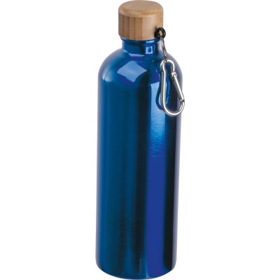 Picture of STAINLESS STEEL METAL DRINK BOTTLE with Carabiner, 750Ml in Blue 