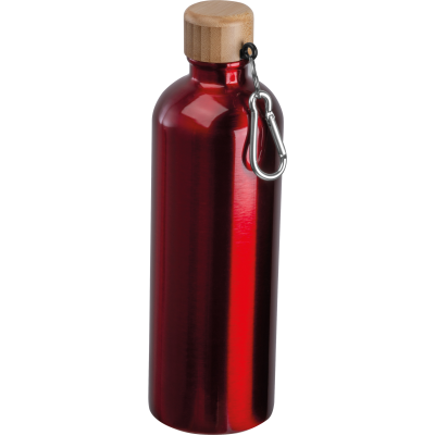 Picture of STAINLESS STEEL METAL DRINK BOTTLE with Carabiner, 750Ml in Red 