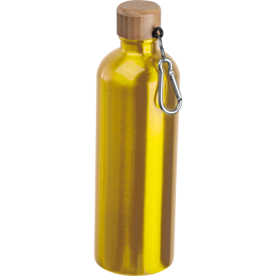 Picture of STAINLESS STEEL METAL DRINK BOTTLE with Carabiner, 750Ml in Yellow 
