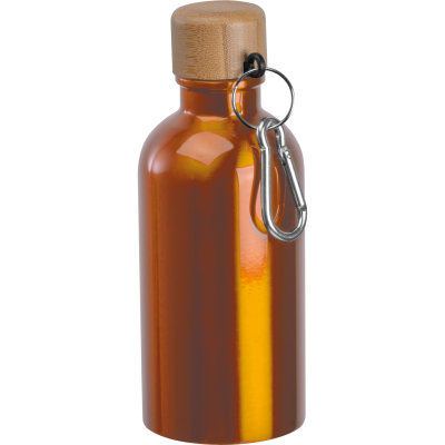 Picture of STAINLESS STEEL METAL DRINK BOTTLE with Carabiner, 400Ml in Orange 