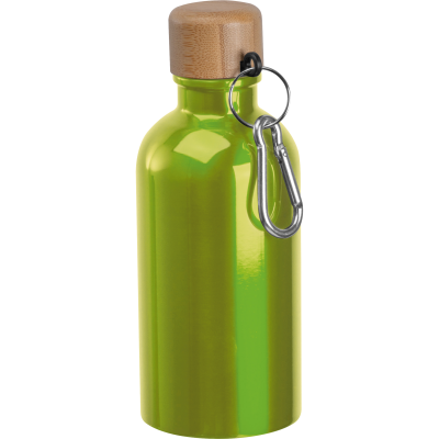 Picture of STAINLESS STEEL METAL DRINK BOTTLE with Carabiner, 400Ml in Apple Green 