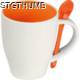 Picture of WHITE PORCELAIN MUG with Orange Interior