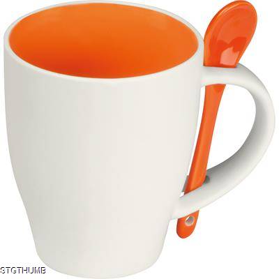 Picture of WHITE PORCELAIN MUG with Orange Interior