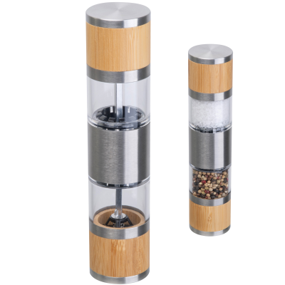 Picture of SALT & PEPPER MILL MADE OF STAINLESS STEEL METAL AND BAMBOO BEATA in Beige