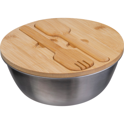 Picture of SALAD BOWL with Bamboo Lid Rozalia in Silvergrey