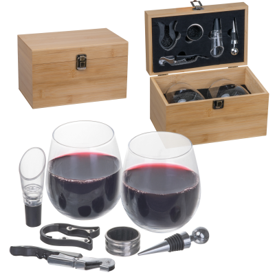 Picture of WINE SET – 2 GLASSES & ACCESSORIES in Box Morgan in Beige