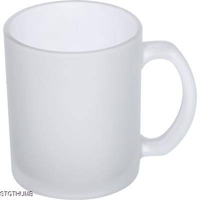 Picture of GLASS COFFEE MUG with White Translucent Finish.