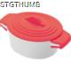 Picture of PORCELAIN FOOD POT with Silicon Lid & Heat Protected Handles in Red