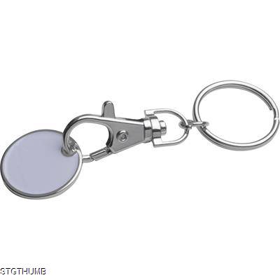 Picture of KEYRING with Shopping Coin in White.