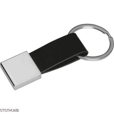 Picture of KEYRING CHAIN with Imitation Leather Strap in Black