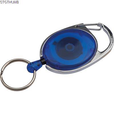Picture of RETRACTABLE KEYRING with Carabiner in Blue.