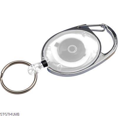 Picture of RETRACTABLE KEYRING with Carabiner in White.