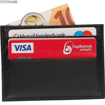 Picture of LEATHER RFID CREDIT CARD CASE in Black.