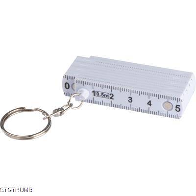 Picture of KEYRING with Folding Ruler in White.