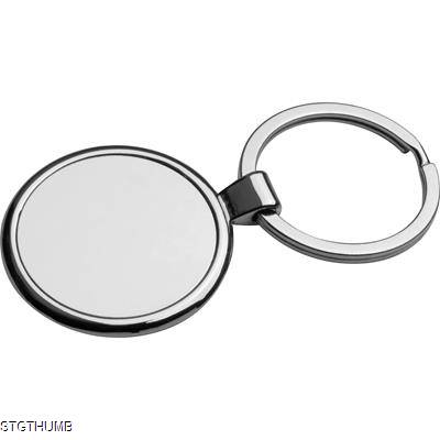 Picture of ROUND DISC METAL KEYRING in Silver