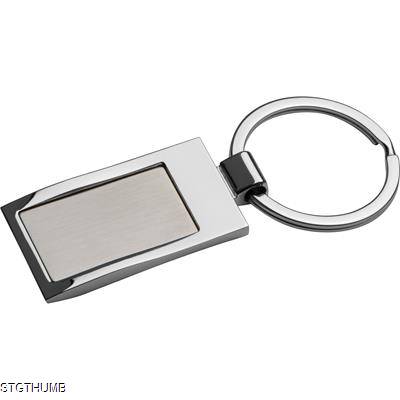 Picture of RECTANGULAR METAL KEYRING in Silver