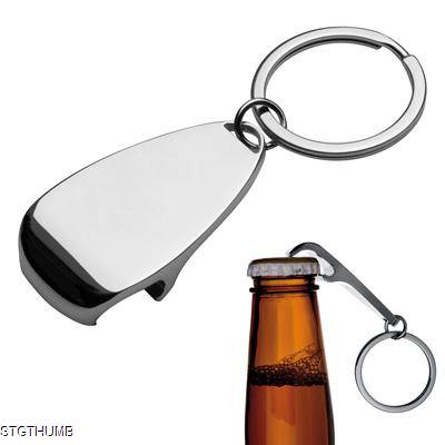 Picture of DELUXE BOTTLE OPENER METAL KEYRING in Silver.