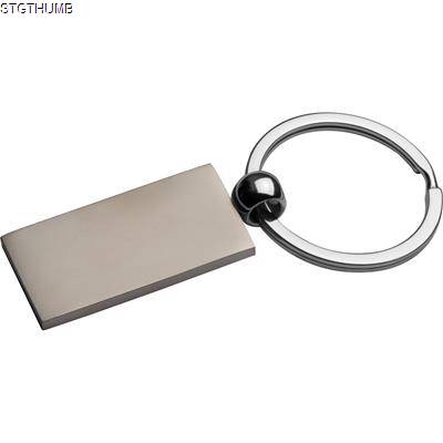 Picture of RECTANGULAR METAL KEYRING in Silver.