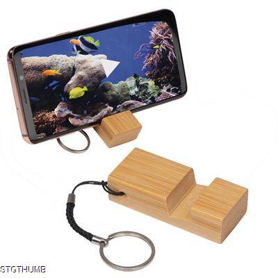 Picture of KEYRING CHAIN with Mobile Stand Made From Bamboo in Beige