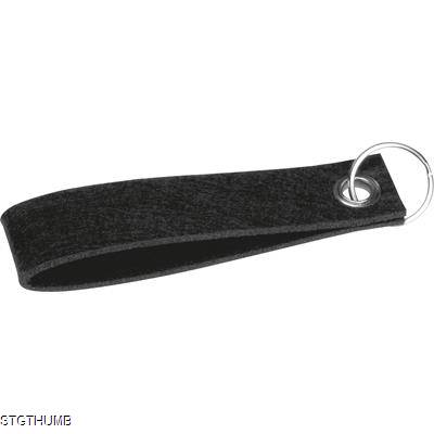 Picture of RPET FELT KEYRING in Black.