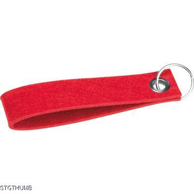 Picture of RPET FELT KEYRING in Red.
