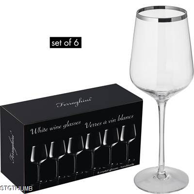 Picture of SET OF 6 CRYSTAL WHITE WINE GLASS.