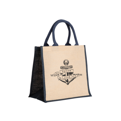 Picture of AMAZON JUTE & JUCO REUSABLE SHOPPER TOTE BAG with Black Handles & Gussets